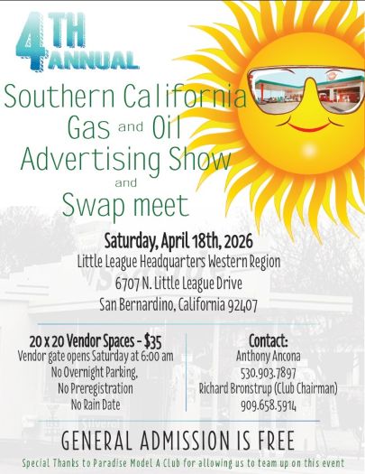 SoCal Gas And Oil Advertising Show And Swap flyer April 2026